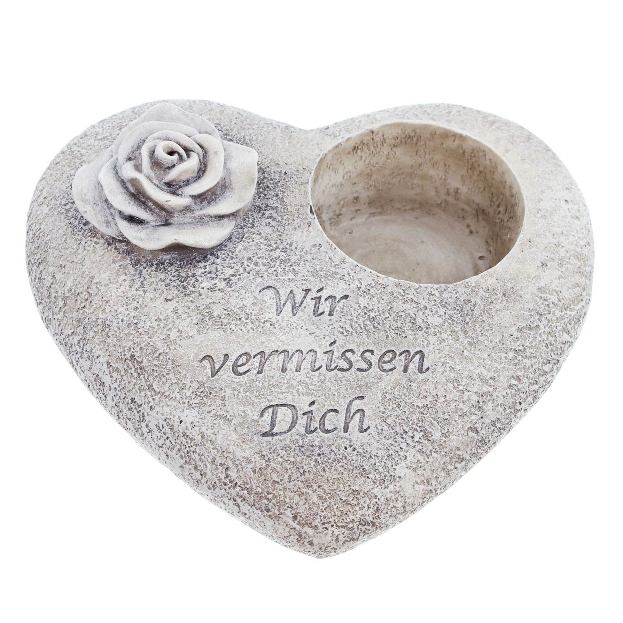 Grabschmuck Trauerherz für Gedenkkerzen - Wir vermissen Dich