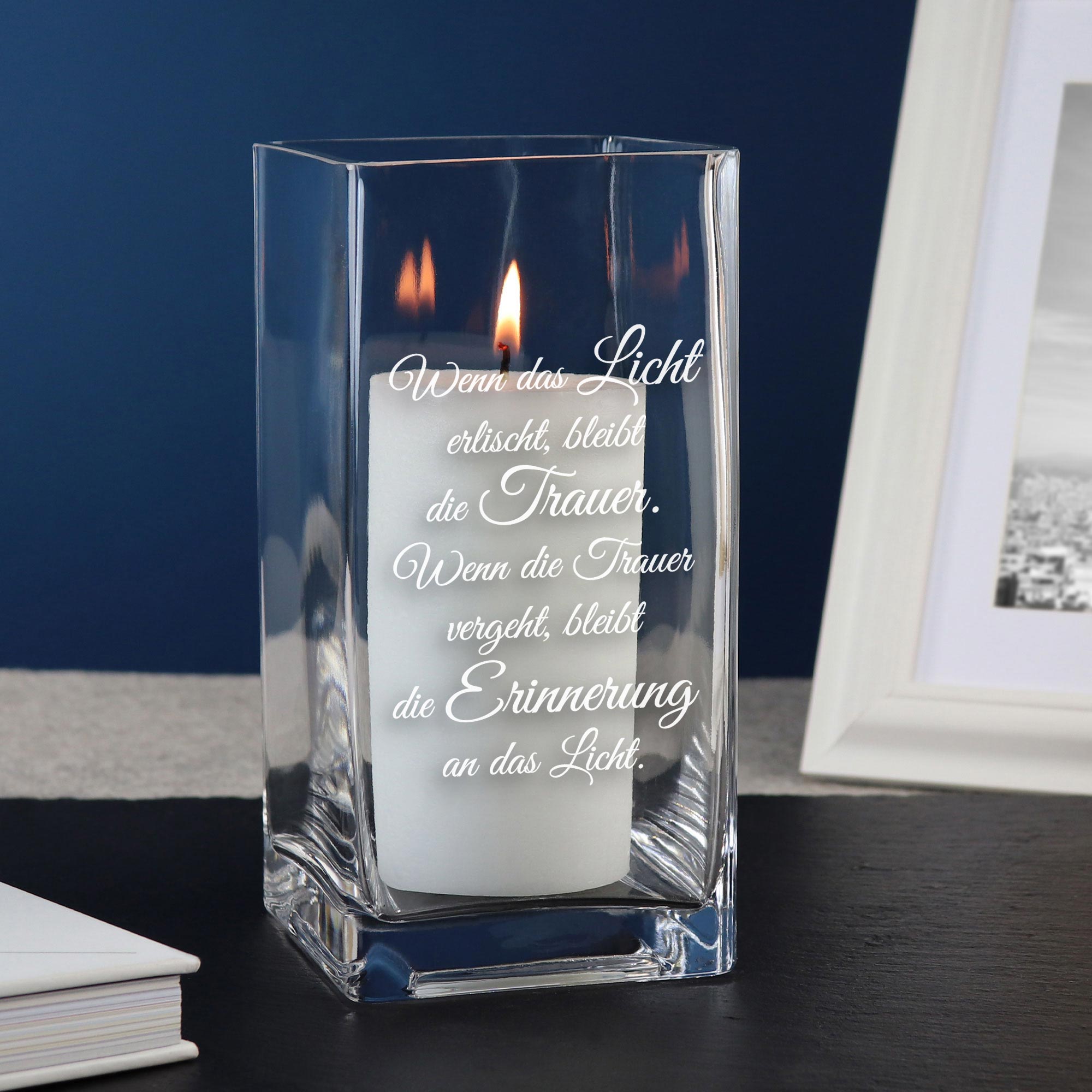 Vase mit Gravur - Wenn das Licht erlischt Vase mit Gravur - Wenn das Licht erlischt