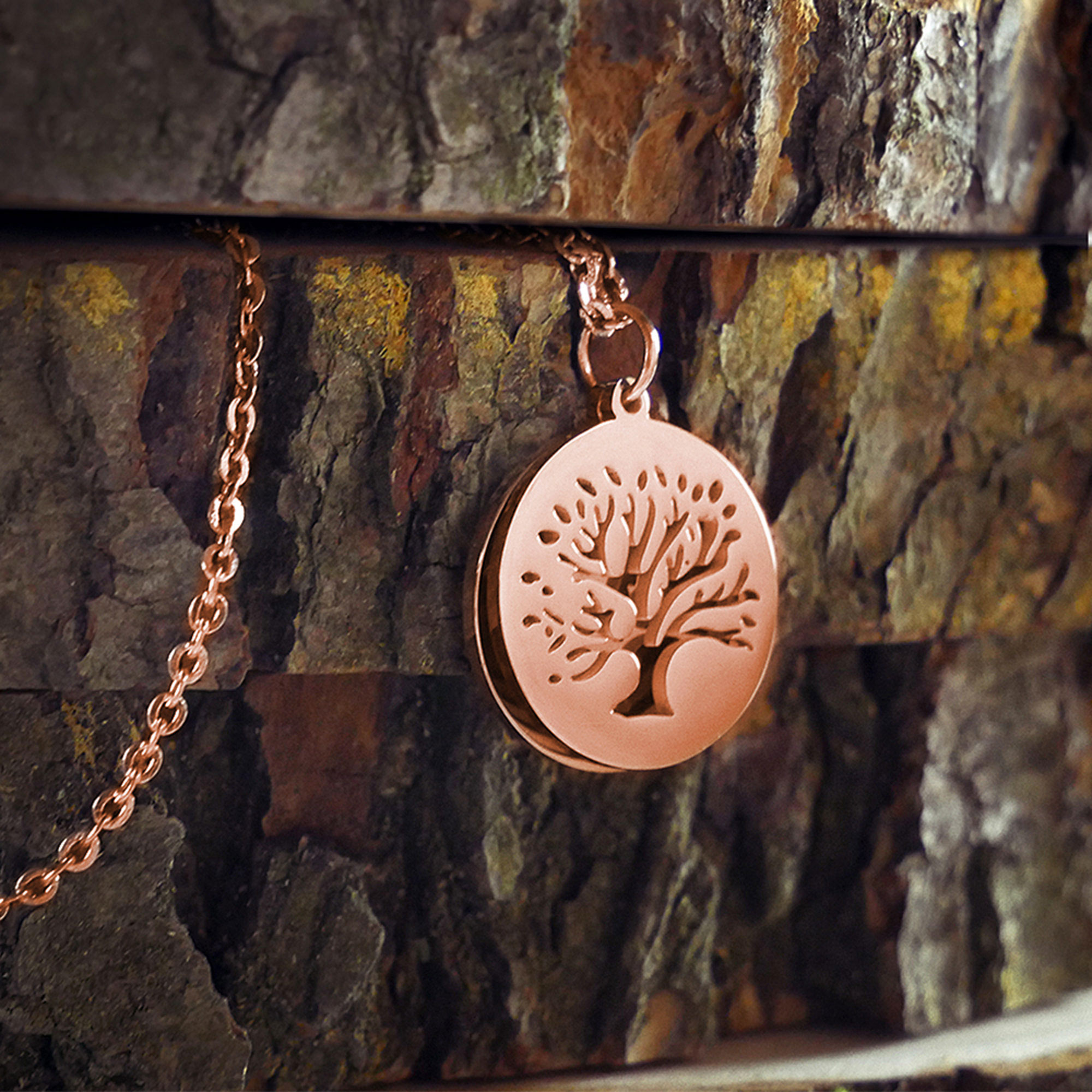 Personalisierte Halskette Roségold mit 2 Anhängern - Lebensbaum Personalisierte Halskette Roségold mit 2 Anhängern - Lebensbaum