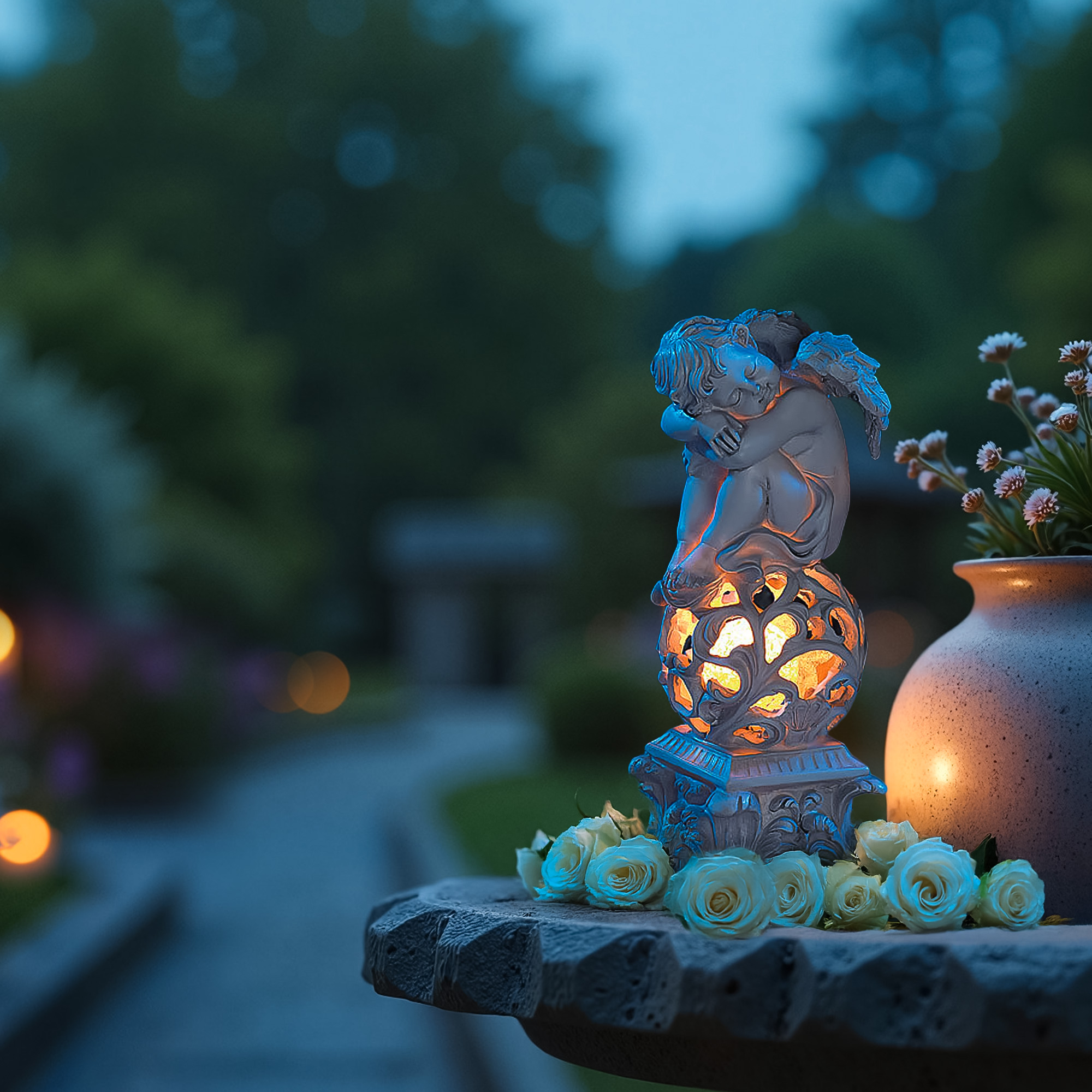 Grabschmuck – Grabengel mit Solarlicht Grabschmuck – Grabengel mit Solarlicht