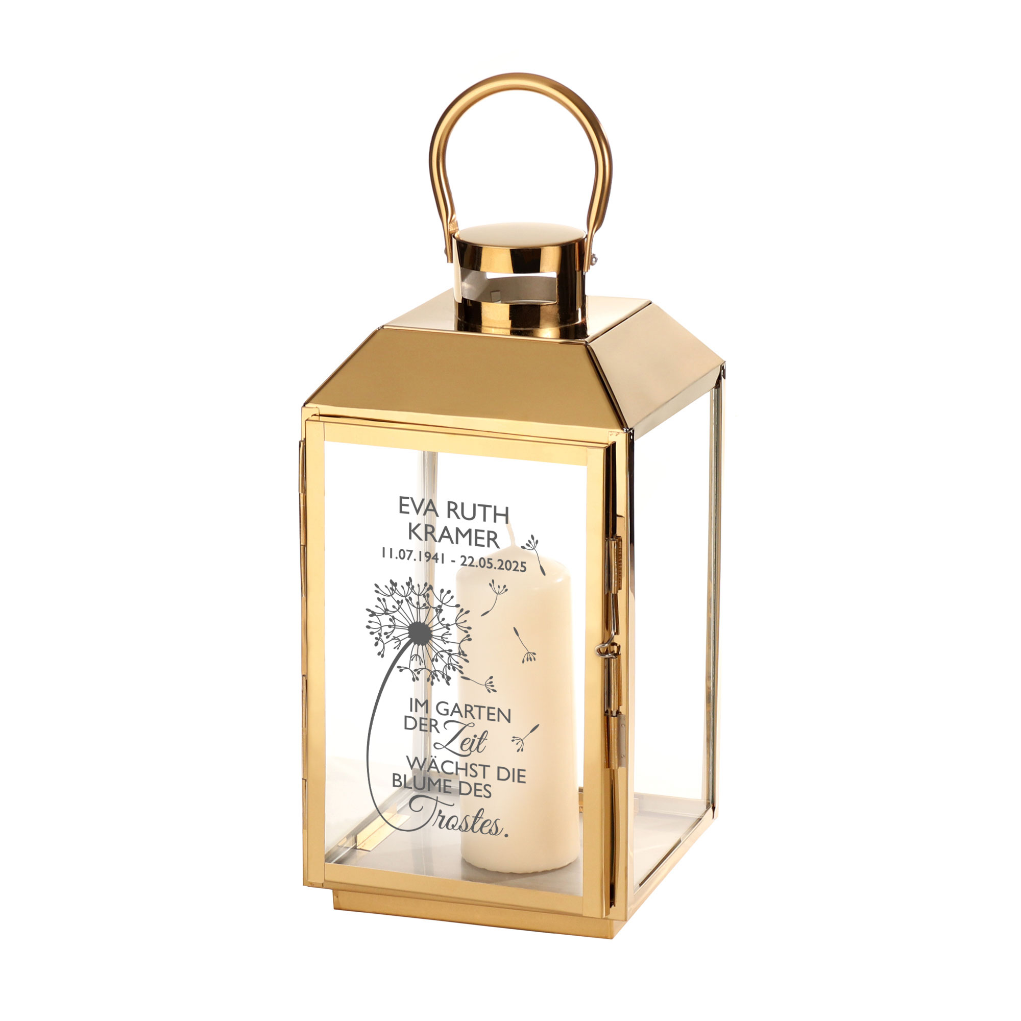 Personalisierte Gold Laterne - Blume des Trostes