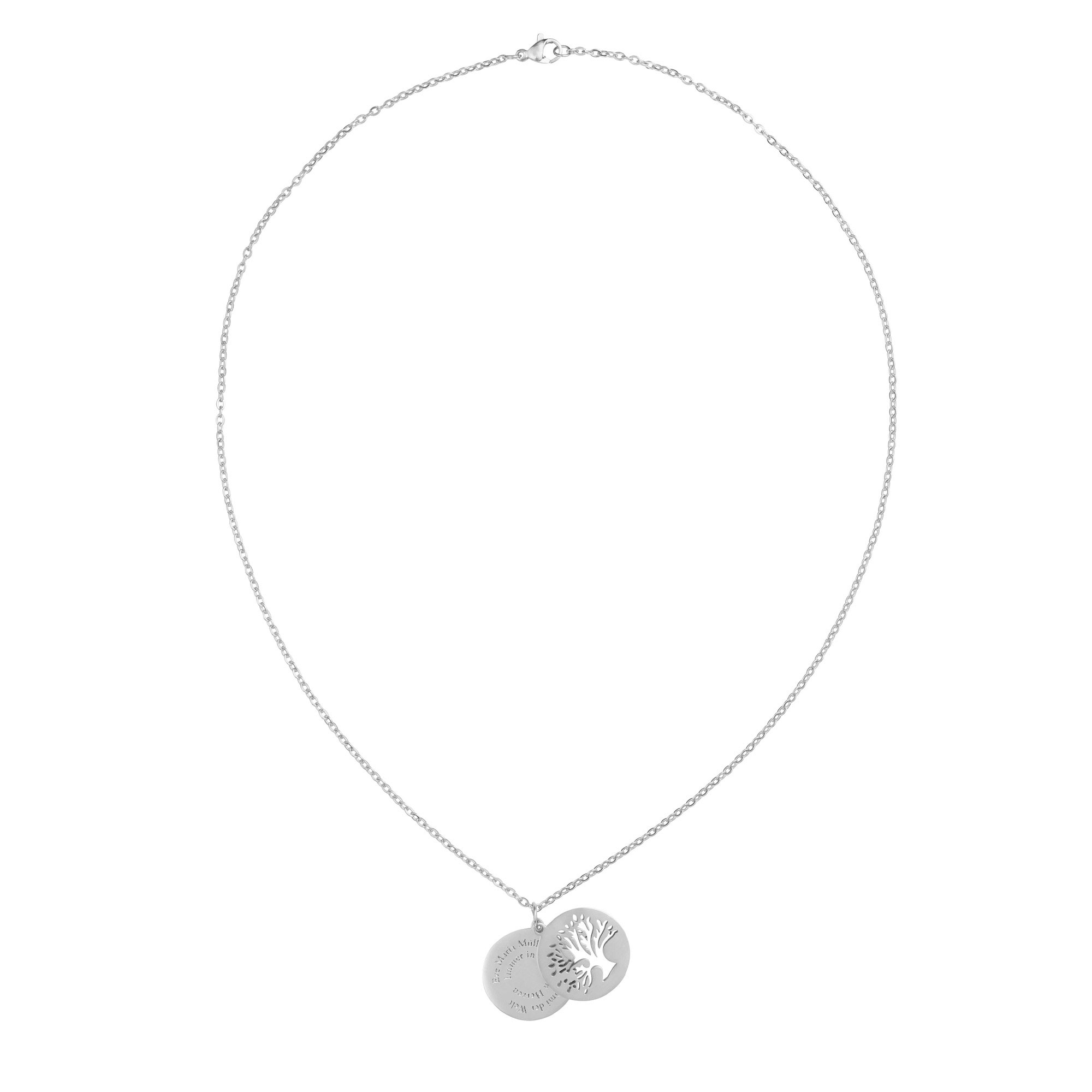 Personalisierte Halskette Silber mit 2 Anhängern - Lebensbaum