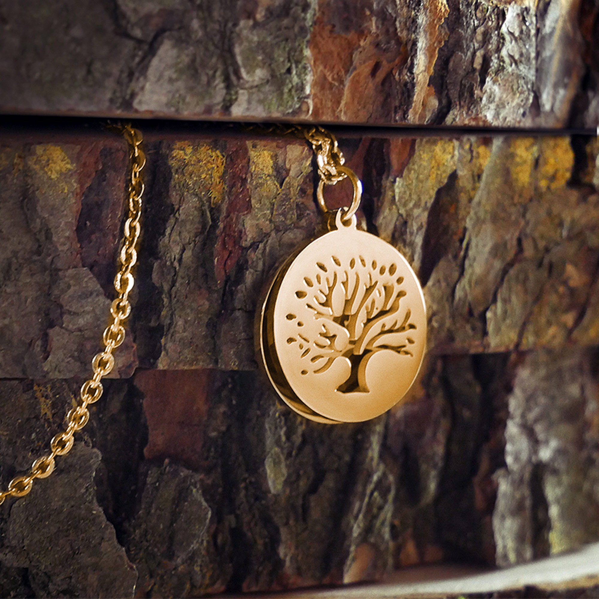 Personalisierte Halskette Gold mit 2 Anhängern - Lebensbaum Personalisierte Halskette Gold mit 2 Anhängern - Lebensbaum