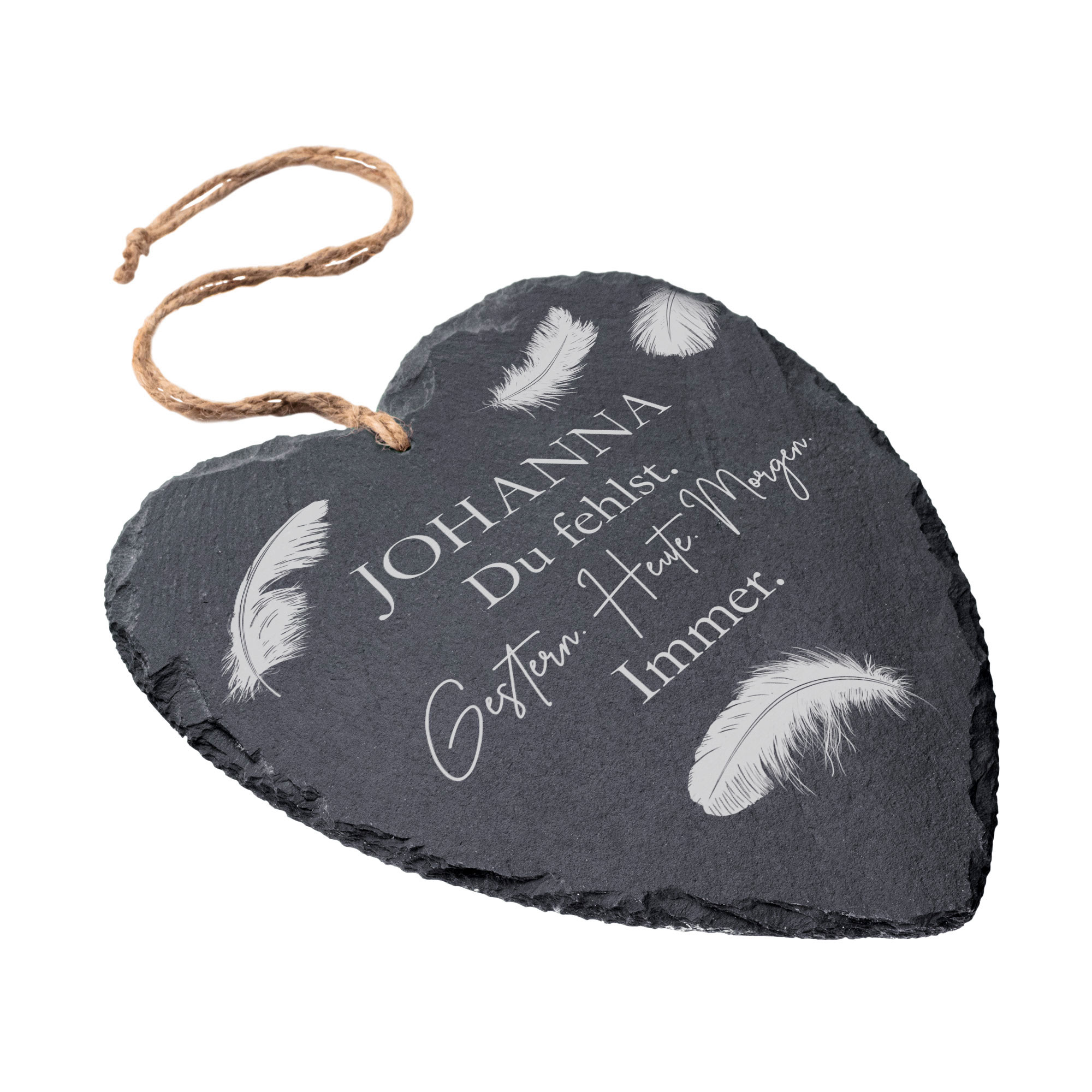 Personalisiertes Schieferherz - Du fehlst
