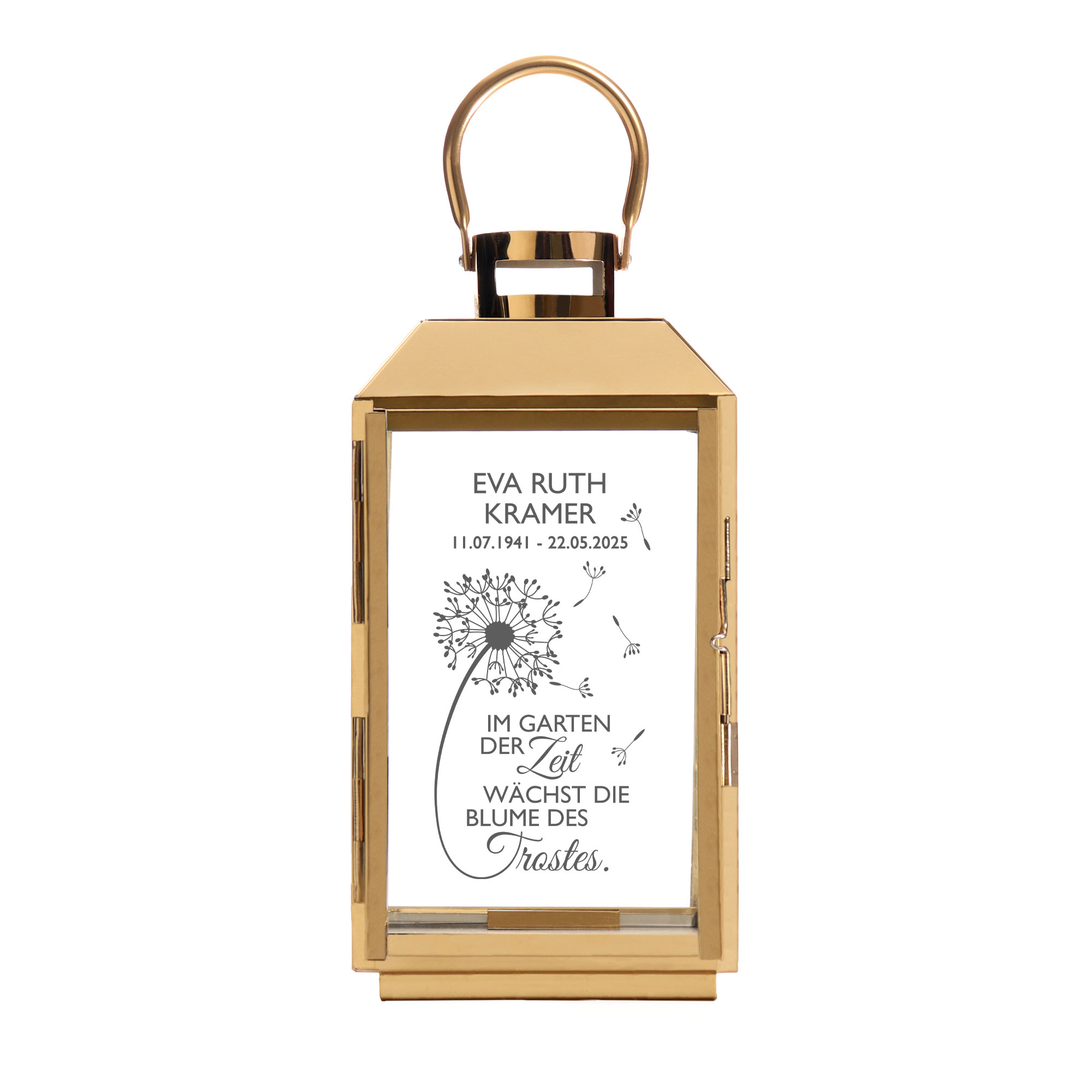 Personalisierte Gold Laterne - Blume des Trostes Personalisierte Gold Laterne - Blume des Trostes