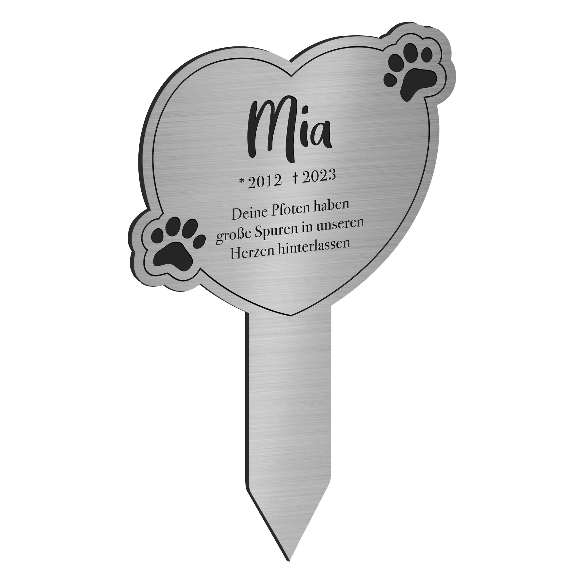 Personalisierte Gedenktafel für Katzen - Silber
