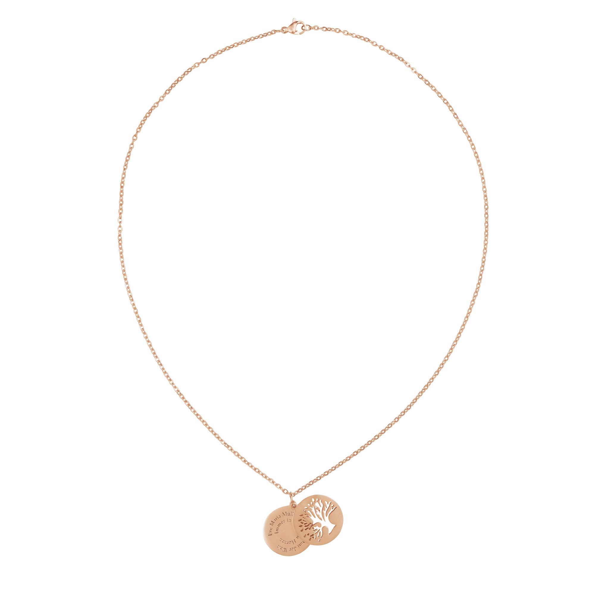 Personalisierte Halskette Roségold mit 2 Anhängern - Lebensbaum